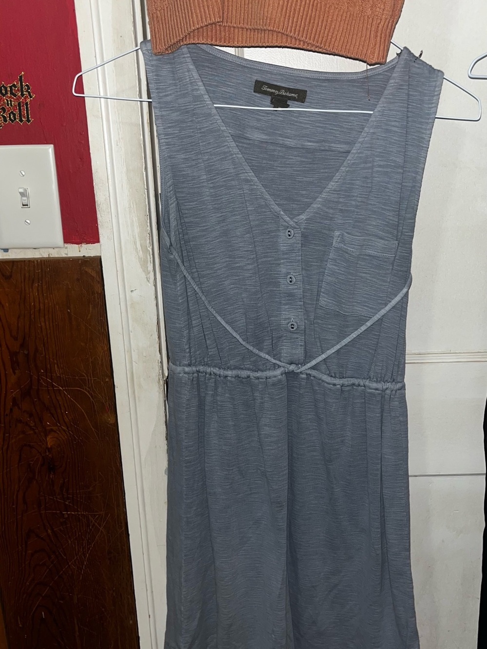Tommy Bahama Slate Blue Sleeveless Button-Front Dress